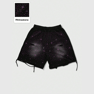 Pantalones Cortos Deportivos Personalizados OEM, Estilo Vintage, Lavado Ácido, Cintura Elástica con Cordón, Cómodos, 100% Algodón Felpa - Product Image 5