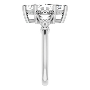 Anillo de compromiso único para ella, inspirado en el estilo vintage, de oro blanco macizo de 10K con moissanita incolora de corte marquesa de 1.5 quilates. - Product Image 5