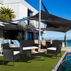 Set di Mobili da Giardino in Rattan: 2 Poltrone Nere Dk, 1 Divanetto e Tavolino in Vetro Temperato - Product Image 2