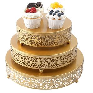 Top Trending Antique Gold Finishing Decorative Metal <b>Cake</b> Stand Luxury Birthday Party 2 Tier <b>Cake</b> <b>Server</b> Wholesaler - Product Image 4