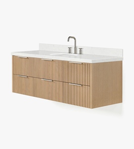 Mueble de Baño Lydia de 60 Pulgadas Hecho a Medida, Solo Mueble con Lavabo Individual, Roble Natural, Fabricante OEM de Vietnam - Product Image 2
