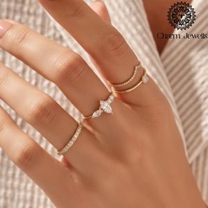 Bague de fiançailles Charm Jewells en or 14 carats plaqué or, moissanite taille coussin, sertie à griffes, certifiée IGI, alliance classique pour femme - Product Image 5