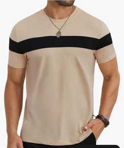 <b>Men's</b> Color Block Short Sleeve <b>T</b>-<b>Shirt</b> | Casual Crew Neck Horizontal <b>Stripe</b> Tee | Basic Summer Pullover <b>Shirt</b> - Product Image 2