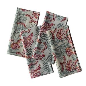 Lot de 4 serviettes en coton imprimées à la main, motif floral classique, 45x45 cm, lavables en machine, pour la décoration de table - Offre Spéciale - Product Image 3