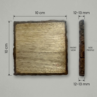 Sous-verres carrés classiques en bois brut AG Elements, bord en écorce naturelle, écologiques, résistants à la chaleur, 100 mm, gravure laser