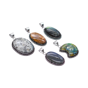 Nouveau Vintage 5 pièces femmes mode colliers mélanger pierres précieuses pendentifs laiton thème chrétien tendance mélange Lot emballé en vrac PP 24 - Product Image 1