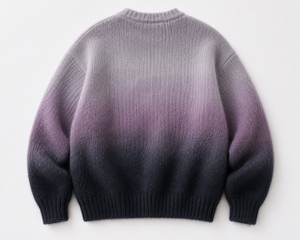 Pull en mohair tricoté ombré pour homme KP International, en laine et acrylique, à rayures, anti-plis, manches standard, coupe classique, pour l'hiver - Product Image 2