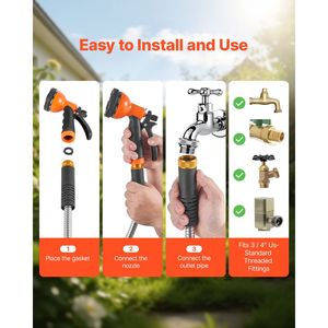 Tubo da Giardino Rinforzato in Acciaio Inossidabile Antiruggine da 60m, Anti-Piega, con Ugello a 10 Funzioni, Disponibile anche nelle Lunghezze da 7,5m e 15m - Product Image 6