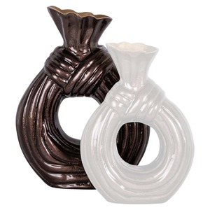 Organic <b>Beauty</b> Bestseller's Design Modern Wall <b>Vase</b> Oval Shape Handmade Decorative 34cm and 28cm Height Gold Finish - Product Image 5