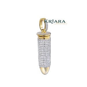 Colgante de Lujo Unisex de Plata 925 Bañado en Oro de 18K con Moissanita de Corte Brillante Redondo y Diseño de Púa Estilo Hiphop para Uso Diario - Product Image 1