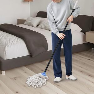 Commercial Cotton Yarn Dust Mop Reusable Flat Floor Cleaning with Self-Wringing Telescopic Metal Handle Wholesale - Product Image 1