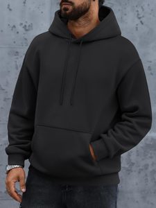 <b>Pullover</b> <b>Men</b> Hoodie Solid Plain Custom Hooded Sweatshirt Heavyweight Fleece Hoodie Kangaroo Pocket 100% Cotton Blend Relaxed Fit - Product Image 3