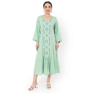 ROBE MAXI COURTE IMPRIMÉE CAFTAN FEMME DÉCONTRACTÉE ÉLÉGANTE FORMÉE ARABE JALABIYA TENDANCE ROBE CAFTAN COUPE SLIM - Product Image 5