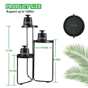 Support à plantes en métal multi-niveaux robuste pour pots de fleurs, en fer antirouille, pour l'intérieur et l'extérieur, étagère de jardin - Product Image 4