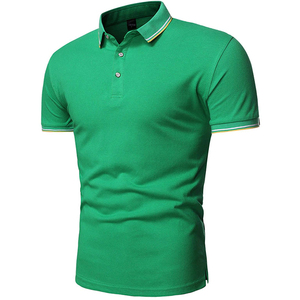 <b>Men's</b> <b>Green</b> Short Sleeve <b>Polo</b> <b>Shirt</b> Solid Color Cotton Pique Knitted Casual Breathable Stand Collar Design <b>Polo</b> <b>Shirt</b> - Product Image 3