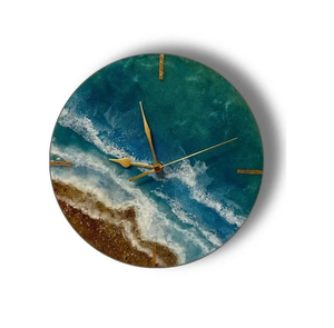 India Handicraft Wooden and Epoxy Resin Wall <b>Clock</b> Resin Best Style Personalized <b>Clock</b> with Black & Golden Color - Product Image 5