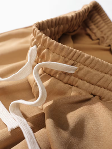 <b>Men</b> s <b>Wide</b> <b>Leg</b> Pants Elastic Waist Casual <b>Trousers</b> Beige Spandex Cotton Blend Breathable Side Pockets Autumn Wear - Product Image 5