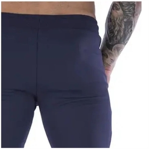 Men's Navy Blue Elastic Waist Sweatpants With Side Pockets Casual Jogger Pants Midweight Knitted Spandex Cotton Blend Autumn Wea - Product Image 3