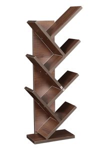 Modern Wooden <b>Tree</b> Shape 5-Tier Foldable <b>Bookshelf</b> Display Rack Buff Storage Holder for Living Room Home Office - Product Image 2