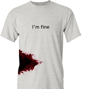 T-shirt I'm Fine Blood Stain pour hommes, manches courtes, décontracté, col rond, imprimé, en jersey de coton, coupe régulière - Product Image 1