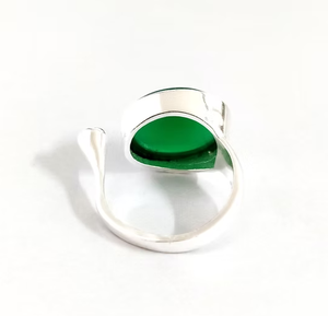 Unisex Beautiful <b>Large</b> Green Onyx Cabochon <b>Ring</b> Comfortable Smooth Fit Fine Jewelry for Everyday Wear - Product Image 3