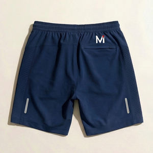 Shorts de sport unisexe MI Elite, noir uni, taille élastique, respirant, performance running, coupe régulière, équipement professionnel - Product Image 3