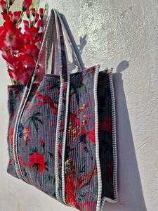 Bolso Tote de Hombro de Terciopelo Premium con Estampado de Aves, Gran Capacidad, Bolso de Moda para Mujer, Venta al Por Mayor OEM - Product Image 5