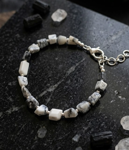 Natural Howlte <b>Bracelet</b> AAA Faceted Tumble Beads Handmade Gemstone <b>Bracelet</b> - Product Image 4