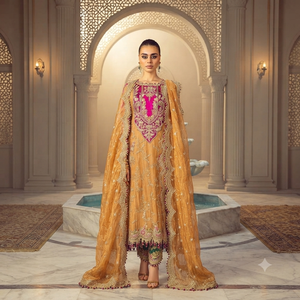 Robe de mariée traditionnelle indienne et pakistanaise en soie Salwar Kameez pour femmes, longueur cheville, brodée, coupe classique - Product Image 6
