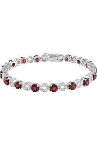 <b>Garnet</b> and Cz <b>Bracelet</b> in 92.5 Sterling Silver KLSB-20434 - Product Image 1