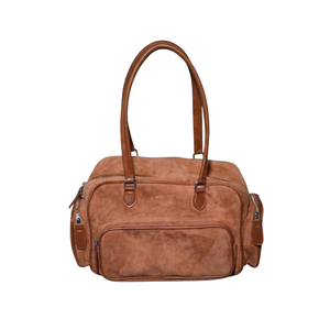 Sac Boston Classique en Daim Imperméable, Souple et Résistant, avec Fermeture Éclair et Panneau Lettres, Tendance, Grande Capacité, Sac à Main et Sac à Bandoulière pour Femme, Idéal pour le Travail - Product Image 1