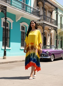 High Quality Designer Rayon <b>Kaftan</b> Tie Dyed <b>Summer</b> Daily Wear Regular Fit Sweetheart neck at Best Price by Supplier - Product Image 4