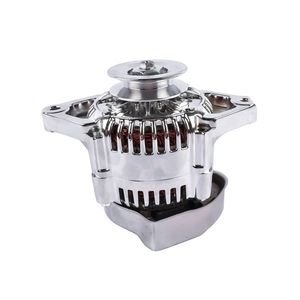 Alternatore Mini Cromato 150A 12V con Cinghia a V Compatibile con GM Denso Style 1 Filo per Auto da Corsa - Product Image 4