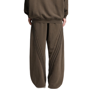 Pantalones de chándal anchos de algodón lavado de peso pesado - Joggers streetwear con detalles de cinta - Pantalones de algodón lavado oversize - Product Image 1
