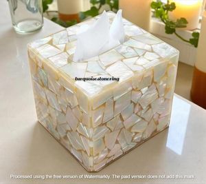 Square Mother Of Pearl Tissue <b>Box</b> Cover Glossy Modern <b>Storage</b> <b>Bin</b> For Living Room Tabletop Mount - Product Image 4