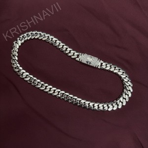Chaîne cubaine Miami en argent 14 mm personnalisée avec fermoirs, moissanite taille brillant, pendentifs breloques personnalisés, bijoux de luxe hip-hop pour hommes - Product Image 1