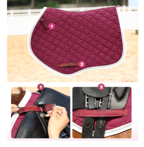 Burgundy Jumping Horse Saddle Pad Breathable Quilted <b>Equestrian</b> Saddle Cloth Riding Equipment - Product Image 2