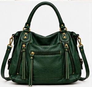 Sac fourre-tout de luxe en cuir véritable japonais vintage bohème multi-poches pour femme, élégant sac de voyage avec deux sangles, fermeture éclair intégrale, idéal pour l'été - Product Image 1