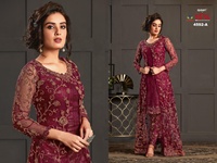 Robe longue évasée brodée rose pour fête de mariage, Salwar Kameez de créateur, tenue traditionnelle pakistanaise pour femme en tissu résille lourd