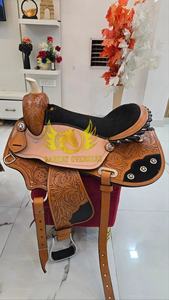 Silla de montar de cuero premium, tallada a mano con motivos florales, duradera, para espectáculos ecuestres, carreras de barriles, portátil, para equitación. - Product Image 5