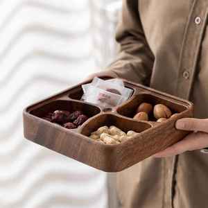 Plateau de service carré en bois de qualité supérieure avec couvercle en verre, 4 compartiments, passe au lave-vaisselle, moderne, ALTAMASH CRAFT, 50 pièces, taille personnalisée disponible - Product Image 4