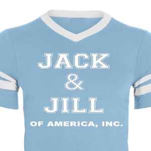 T-shirt Varsity pour jeunes Jack and Jill, col en V, manches courtes, style sportif, doux, confortable, décontracté, vêtements pour enfants, bleu - Product Image 4