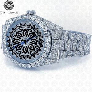 Montre de luxe Charm Jewells en acier inoxydable, incrustée de diamants, mouvement mécanique analogique, mode masculine, cadran de 40 mm, cristal saphir - Product Image 1