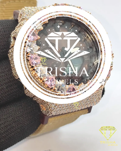 Reloj de Diamantes Moissanite VVS Iced Out para Hombre, Plata de Ley 925, Oro Rosa, Piedra de Corazón Rosa, Estilo Hip Hop - Product Image 3