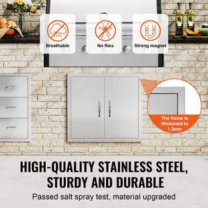 26W X 24H pollici doppio acciaio inox a filo porta esterna della cucina maniglie a parete verticale BBQ isola accessori per grigliare - Product Image 3