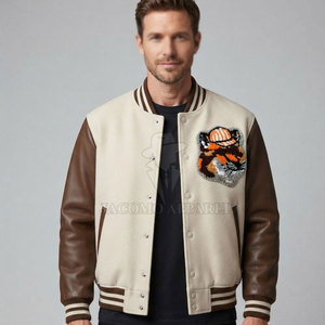 Blouson universitaire en cuir brodé pour homme, avec corps en laine et boutons-pression – Vêtement décontracté pour équipe, vente en gros usine - Product Image 3