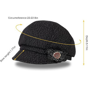 Casquette de newsboy en coton noir avec patch floral brodé, style anglais unisexe, chapeau décontracté printemps automne 56-58CM - Product Image 4