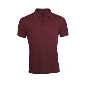 Polo à manches courtes pour homme, couleur unie, tissu Oxford, style décontracté, coupe classique, design tissé, boutons sur le devant, couleur bordeaux - Product Image 1