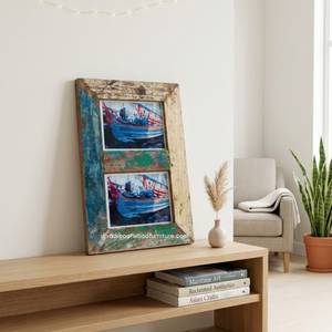 Handcrafted Photo <b>Frame</b> Eco-Friendly Reclaimed Boat Wood Original Color for <b>Wall</b> Home Decoration Living Room Bedroom Wholesale - Product Image 4