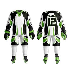 ชุดยูนิฟอร์มฮอกกี้น้ำแข็งคุณภาพพรีเมียม ออกแบบตามสั่ง ผลิตจากโพลีเอสเตอร์ 100% ระบายอากาศได้ดี บริการ OEM พิมพ์ลายดิจิทัลสำหรับทีมตามสั่ง - Product Image 1